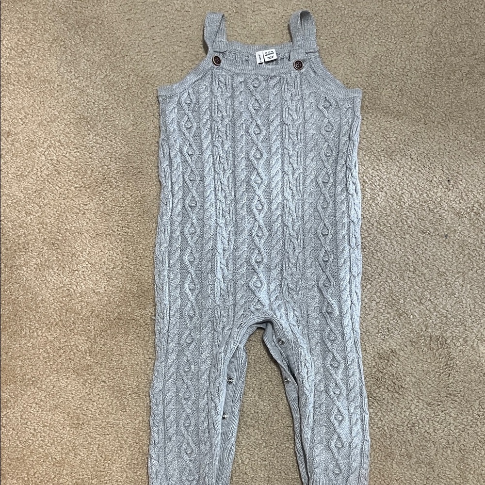 Janie and Jack Light Gray Knit Overalls